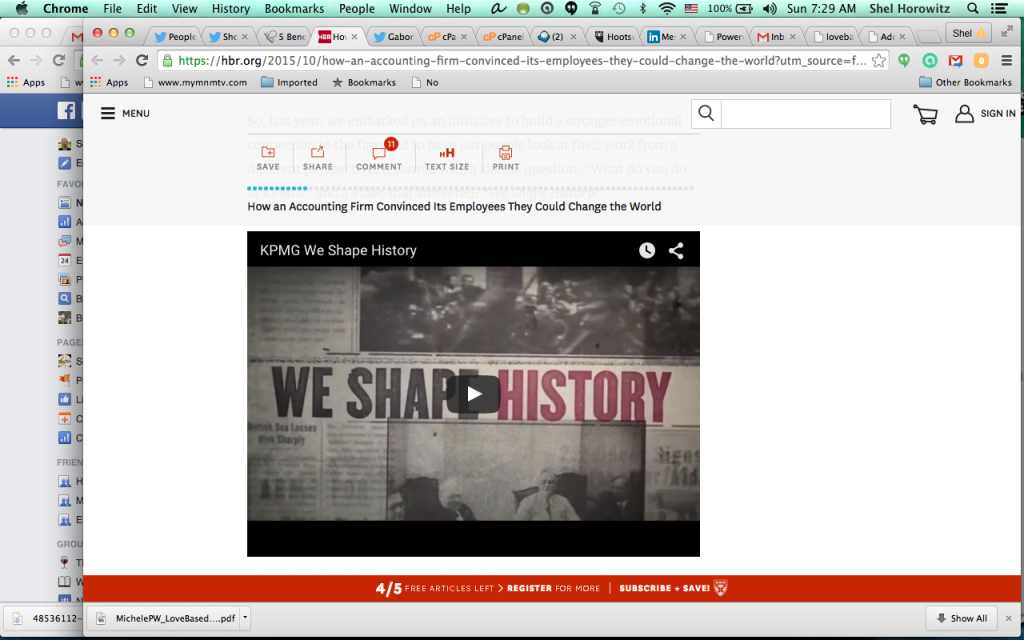 Screenshot of KPMG's internal "higher purpose" video captioned "We Shape History"