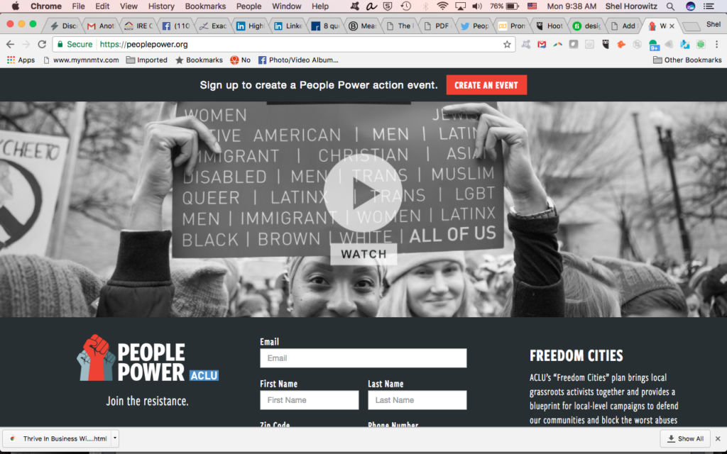 ACLU's PeoplePower.org screenshot