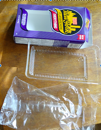 cracker box, tray, and inner shrinkwrap
